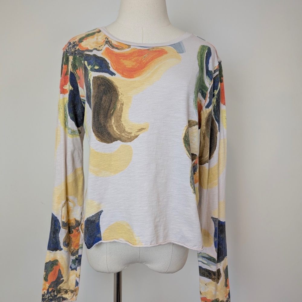 by Anthropologie Maeve Abstract Long Sleeve Tee Top T-shirt Size Small - Picture 2 of 7
